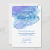 水彩ブルー ティール パープル ウェディング 招待状 (正面)