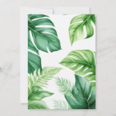 水彩ブルー ティーレックス グリーンハウス キッズ 3歳 誕生日 招待状 (裏面)