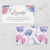 水彩ブルー&ピンクアジサイ結婚ズレジストリ エンクロージャーカード (正面/裏面)