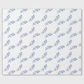 水彩ブルー&ホワイトのチノワズリー花 ラッピングペーパー (フラット)