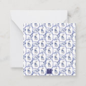 水彩ブルー&ホワイトチャイノアイセリーバニーラビット ノートカード (裏面)