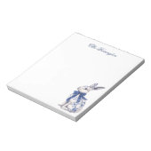 水彩ブルー&ホワイトチャイノアイセリーバニーラビット ノートパッド (回転)