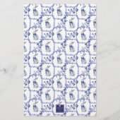 水彩ブルー&ホワイトチャイノアイセリーバニーラビット 便箋 (裏面)