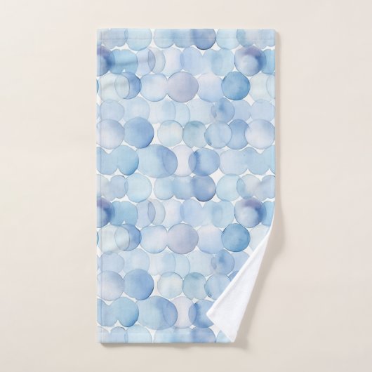 水彩ブルー ホワイト サークル 現代のパターン バスタオルセット (ハンドタオル)