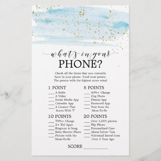 水彩ブルー&金ゴールドは正しい価格ゲーム (裏面)