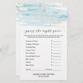 水彩ブルー&金ゴールドは正しい価格ゲーム (正面/裏面)