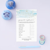 水彩ブルー&金ゴールドは正しい価格ゲーム チラシ (シングル)