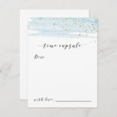 水彩ブルー&金ゴールドスパークルタイムカプセルカード (正面/裏面)