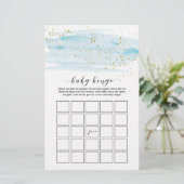 水彩ブルー&金ゴールドスパークルベビービンゴゲーム (スタンド正面)