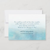 水彩ブルー&金ゴールド山結婚ズサンキュー サンキューカード (裏面)