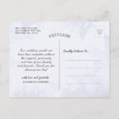 水彩ブルー&金ゴールド山結婚ズサンキュー ポストカード (裏面)