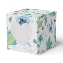 水彩ブルー on ライトグレー フラワーパターン