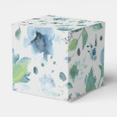 水彩ブルー on ライトグレー フラワーパターン フェイバーボックス (裏面サイド)