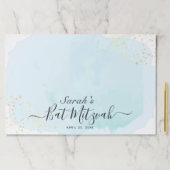 水彩ブルーx金ゴールドバルミツワーランチョンマット ペーパーパッド (インサイチュ)