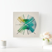 水彩ブロスタイル スクエア壁時計 (ホーム)