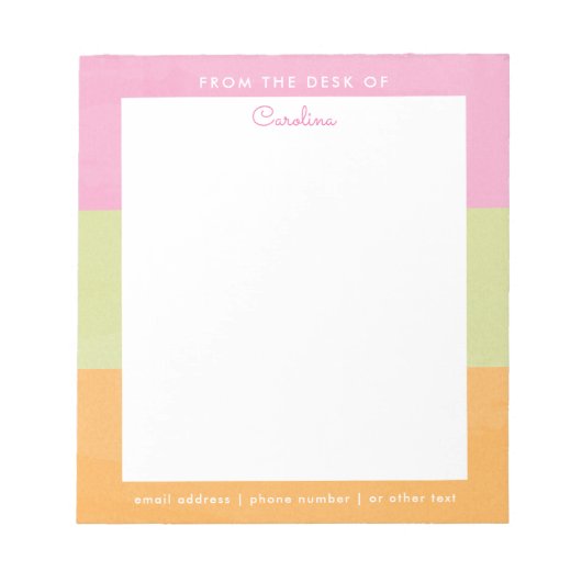 水彩ブロックピンクグリーンオレンジネオン ノートパッド (正面)