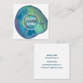 水彩ブロッブテクスチャードミニマルブルーパープル スクエア名刺 (正面/裏面)