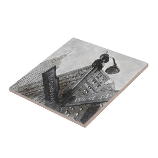 水彩ブロードウェイコーナーサインセラミックタイルNYC タイル (側面)