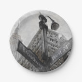 水彩ブロードウェイコーナーサイン紙プレート- NYC ペーパープレート (正面)