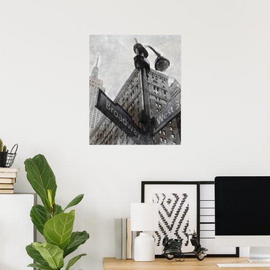 水彩ブロードウェイコーナー記号 ポスター (ホームオフィス)