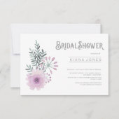 水彩ブーケブライダルシャワー薄紫ID654 招待状 (正面)