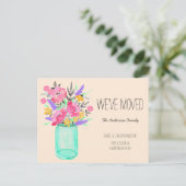 水彩ブーケメイソンジャールフラワーズ引っ越しました ポストカード (スタンド正面)