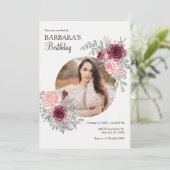 水彩ブーケ花PHOTO birthday Invitat 招待状 (スタンド正面)
