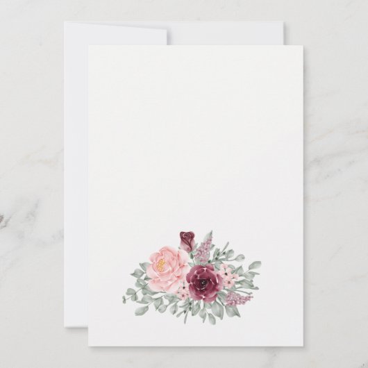 水彩ブーケ花PHOTO birthday Invitat 招待状 (裏面)