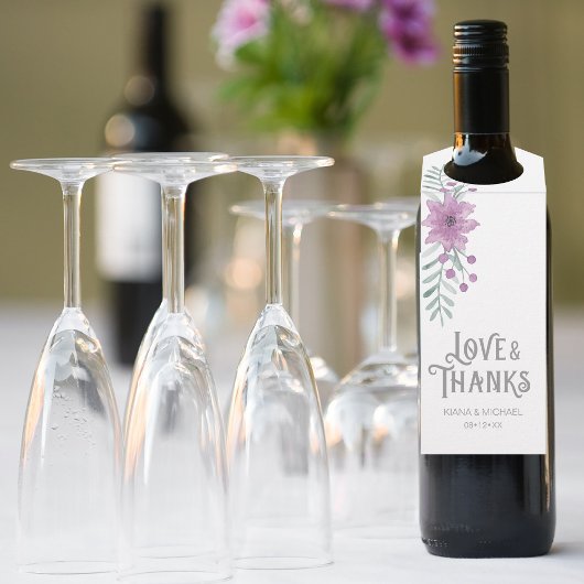 水彩ブーケ薄紫ID654 ボトルネックタグ