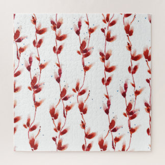 水彩プッシー – ウィロー柄：自然美しい。 ジグソーパズル