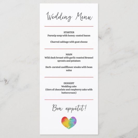 水彩プライドハートゲイレズ結婚ビアンズメニュー メニュー (正面)
