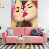 水彩プライド2女性共有aキス キャンバスプリント (インサイチュ (リビング))