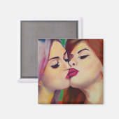 水彩プライド2女性共有aキス マグネット (正面/裏面)