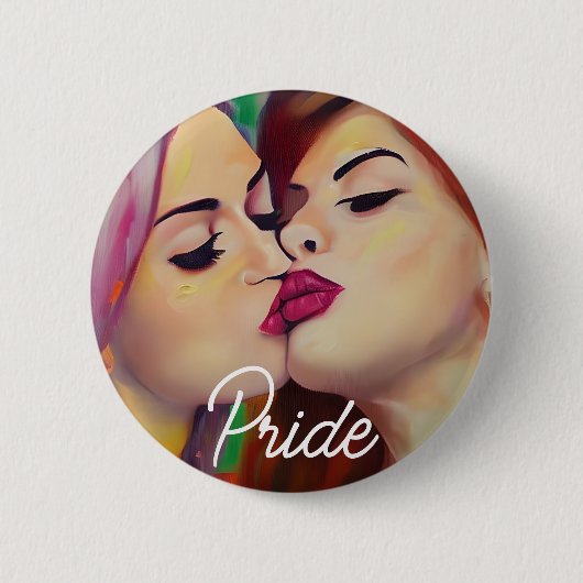 水彩プライド2女性共有aキス 缶バッジ (正面)