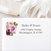 水彩プラムパープル薄紫フローラ差出人住所 ラベル (インサイチュ)