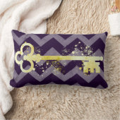 水彩プラムパープル&金ゴールド華美鍵シボロン ランバークッション (ブランケット)