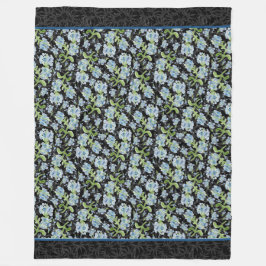 水彩プラ絵を描ンバゴの花 – 黒 フリースブランケット