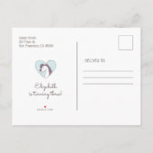 水彩プリンセスと一角獣の誕生パーティー インビテーションポストカード (裏面)