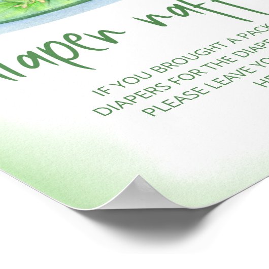 水彩プリンセスカエル赤ちゃんシャワーおむつラッフル ポスター (角)