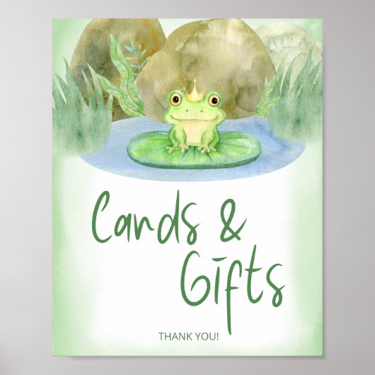 水彩プリンセスカエル赤ちゃんシャワーカード&ギフト ポスター (正面)