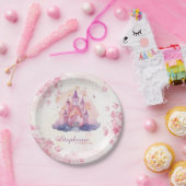 水彩プリンセスキャッスルバビーガール1st誕生日 ペーパープレート (パーティー)