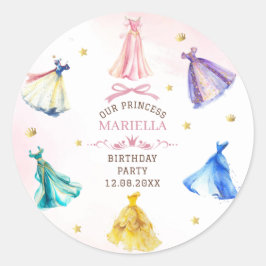 水彩プリンセスドレス ロイヤルガール 誕生日 ラウンドシール