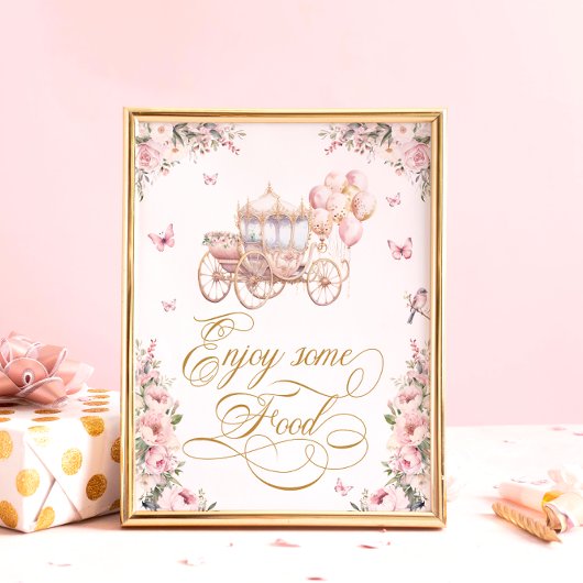 水彩プリンセス台車フローラ誕生日食品 ポスター