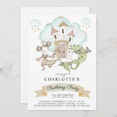 水彩プリンセス誕生日パーティー 招待状 (正面/裏面)