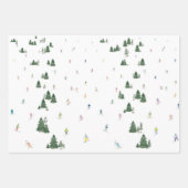 水彩プリントスキースノーボードマウンテンフラットラップ ラッピングペーパーシート (正面)