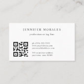 水彩プレイドティール(緑がかった色)ブラウンタンアクアQRコード 名刺 (裏面)