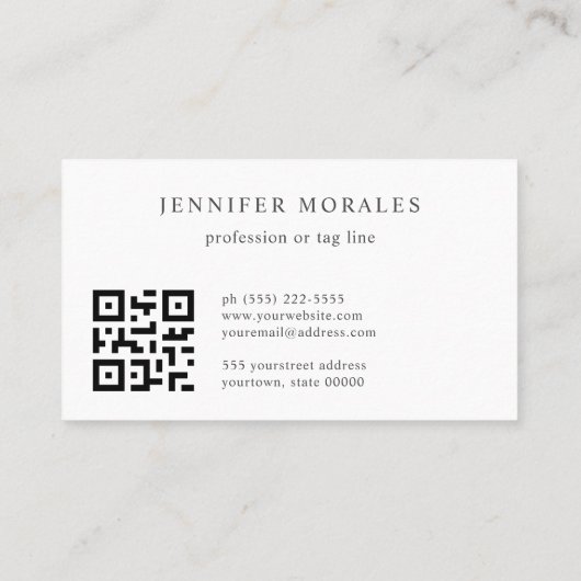 水彩プレイドティール（緑がかった色）ブラウンタンアクアQRコード 名刺 (裏面)