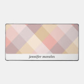 水彩プレイドメイブグレーピンククリームモノグラム デスクマット (正面)