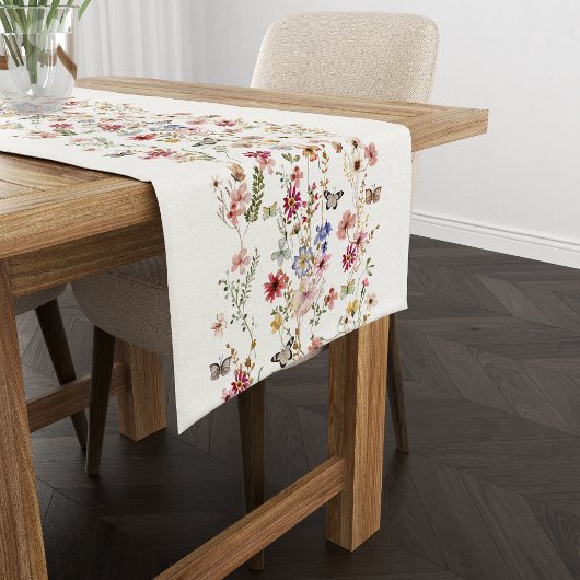 水彩プレス&ドライワイルドフラワーとハーブ ミディアムテーブルランナー