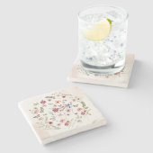 水彩プレス&ドライワイルドフラワーフローラ ストーンコースター (横)